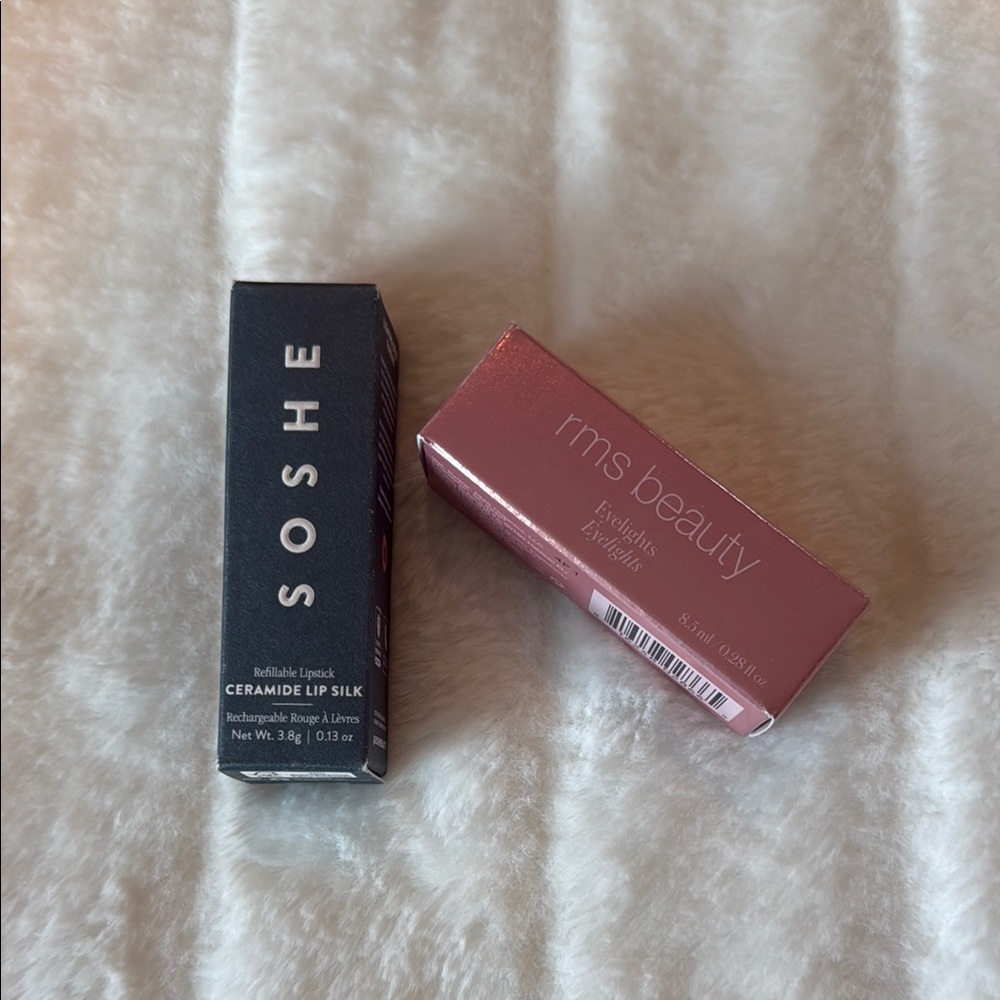 RMS Beauty Liquid Highlighter and SOSHE Cream Lipstick